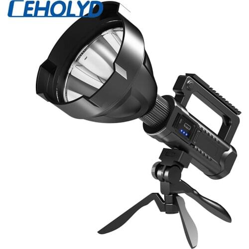 Super Bright XHP70.2 4-core LED Rechargeable Big Head Searchlight Handheld Flashlight Work Light Spotlight Floodling 40W Torch
