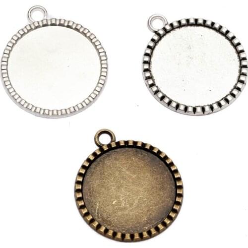 10pcs filigree cameo cabochon 25mm base pendant tray Glass Cabochon Base Setting DIY Jewelry Making Findings Components B