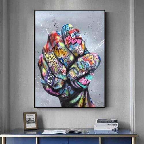 Graffiti Art Canvas Painting Fist Inspirational Posters and Prints on The Wall Art Picture for Living Room Cuadros Home Decor