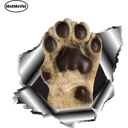 HotMeiNi 13cm x 12.9cm Funny Dog Paw Car Sticker Torn Metal Paw Print Decal Car Accessories Reflective Sticker 3D Car Styling