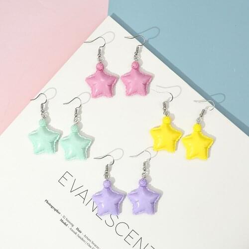 Korean fashion macaron star unusual earrings for women 2021 trend new creative handmade drop earrings jewelry accessories