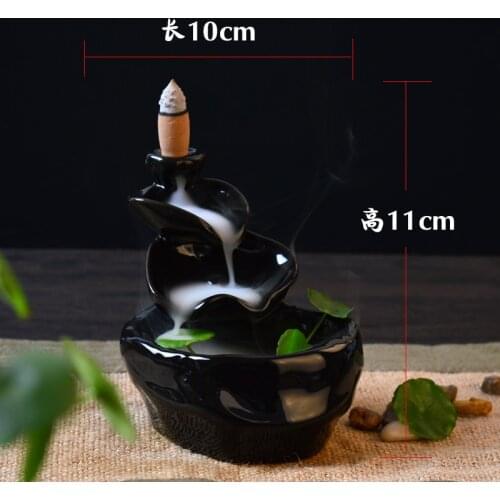 Creative Lotus Pond Design Backflow Incense Cones Burner Incense Holder Ceramic Censer Home Decoration Teahouse