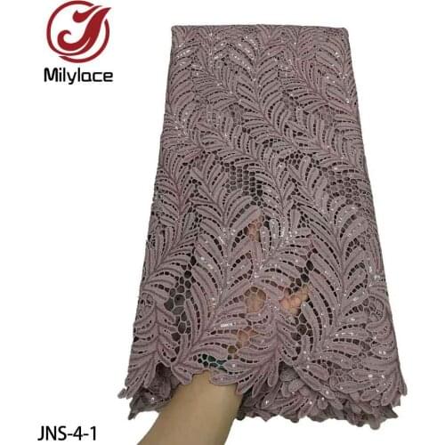 African Lace Fabric 2021 High Quality Guipure Lace Fabric with Sequins Latest French Cord Lace Fabric for Wedding JNS-4