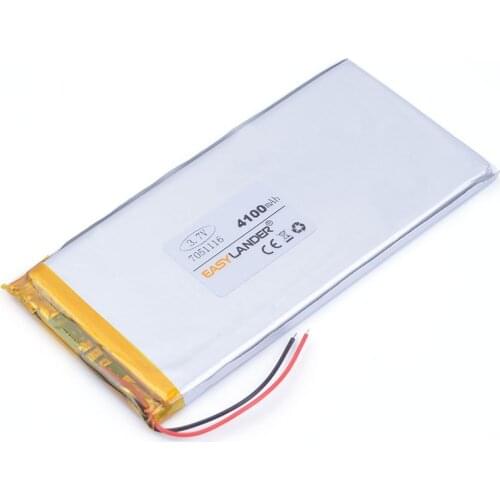 3.7V 4100mAh Polymer Lithium LiPo Rechargeable Battery 7051116 For GPS DVD PAD E-book tablet pc laptop power bank phone