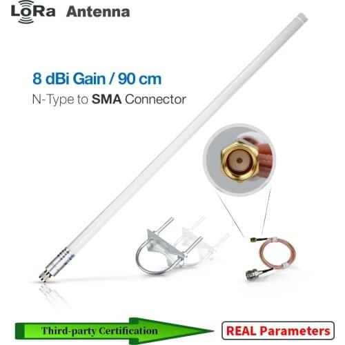 LoRa Antenna 8dBi Gain Gateway Outdoor Glass Fiber Antenna Ultra Distance Transmission 868MHz/ 915MHz fit for Helium Miner