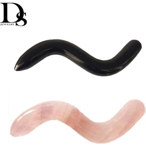 Natural S type Black Obsidian Massage Wand Quartz Crystal Massage Wand Large Healing Crystal Yoni Massage Stick As Women Gift