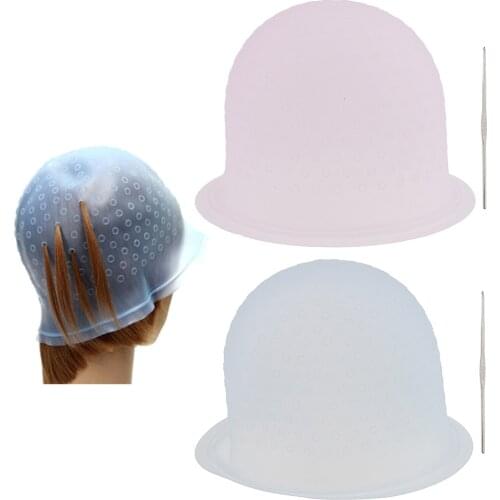 Reusable Silicone Dye Hat Hair Color Highlighting Hairdressing Cap Hook Hair Dyeing Cap Hook Hair Color Highlighting Cap