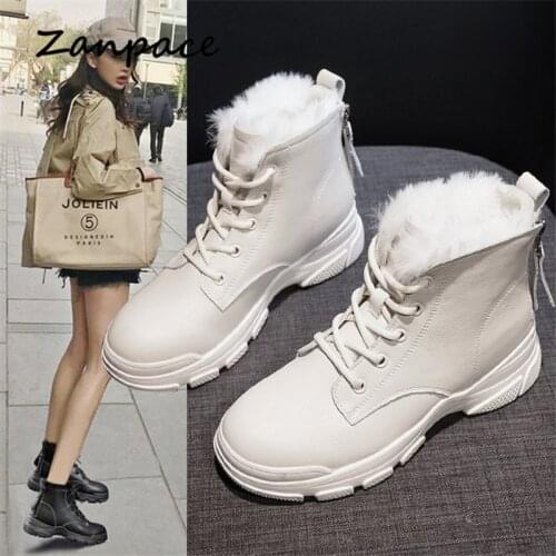 New Winter Boots Women 2020 Fashion Winter Martin Short Boots Plus Velvet Warm Leather Shoes Woman Wear-resistant Boots Women