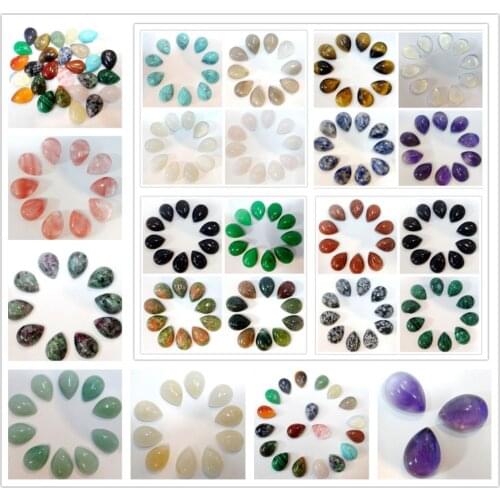 10*14mm Natural stone Quartz crystal Turquoises Water Drop Cabochon Pendant for diy Jewelry making necklace Accessories 50pcs