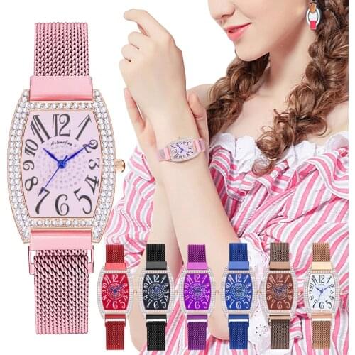 2021 Luxury Diamond Watch Women Students Girls Fashion Mesh Stainless Band Wrist Watch Candy Color Relogio Feminino