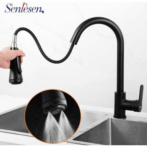 Senlesen Kitchen Faucets 4-ways Pull Out Kitchen Tap Single Hole Handle 360 Degree Water Mixer Tap Mixer Tap