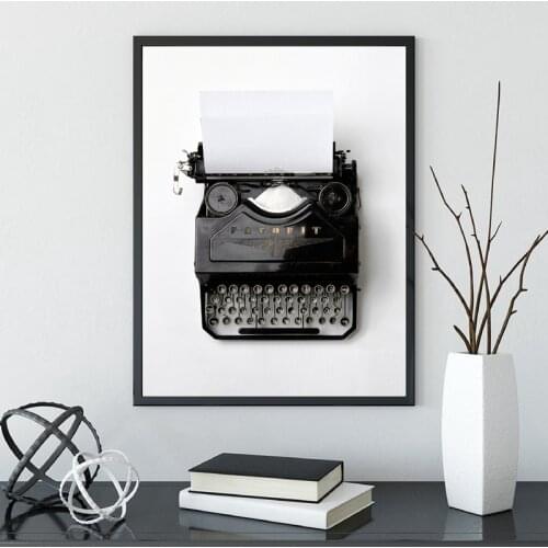 Vintage Typewriter Canvas Poster Black White Photography Retro Wall Art Picture Decorative Painting Office Decor Him or Her Gift