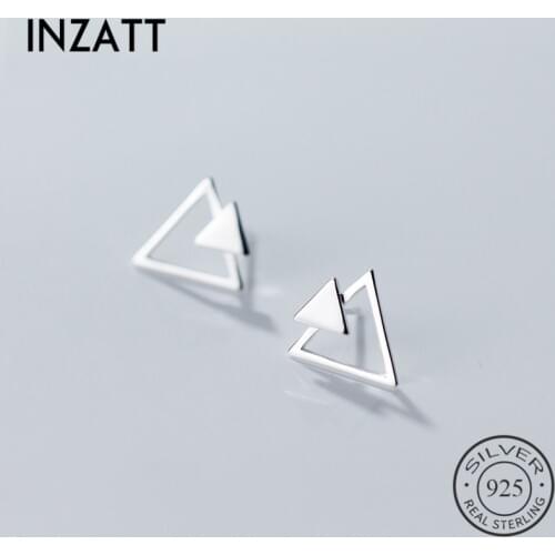 INZATT OL Geometric Triangle Stud Earrings Real 925 Sterling Silver For Women Engagement Fine Jewelry Fashion Accessories Gift