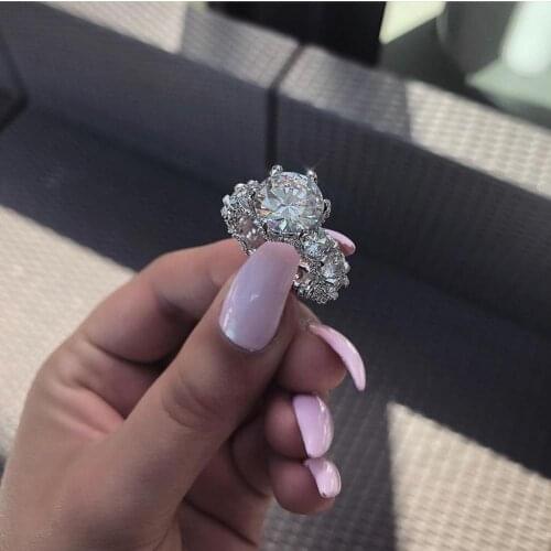 Dropshipping Solitaire Ring 5ct Simulated diamond cz 925 Sterling Silver Engagement Wedding Band Rings for women Party Jewelry