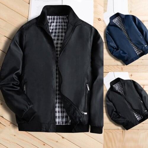 Winter Coat Solid Color Cardigan Turn-down Collar Windproof Men Jacket for Outdoor