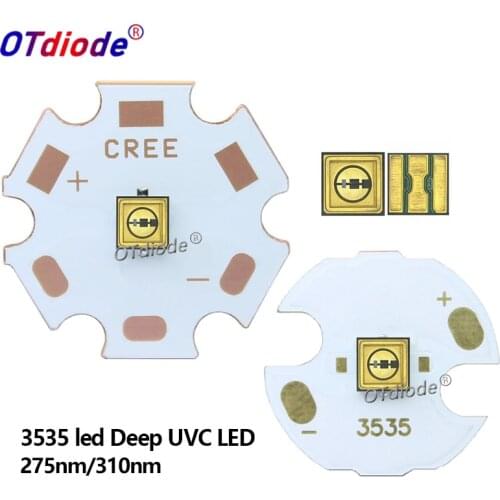 1PCS 265nm 275nm 310nm UVC LED Lamp beads 0.1W 5-7V SMD With 16/20mm Copper PCB Deep UV light Sterilization