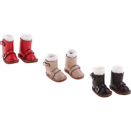 3 Pairs PU Leather Shoes Plush Boots for 12inch Blythe Takara Azone Doll Winter Outfit
