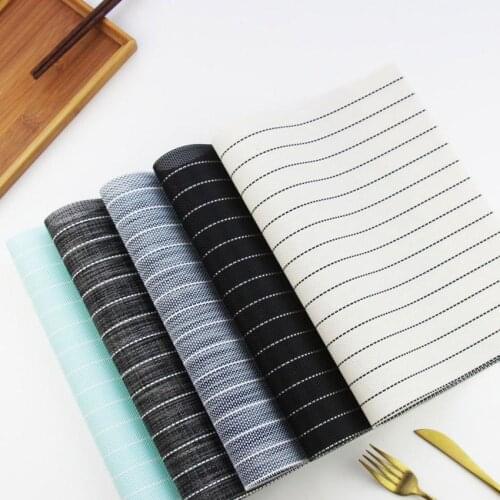 40 2/4/6Pcs lot Fresh Striped Rectangle Placemat PVC Dining Table Fashion Disc Pads Bowl Pad Coasters Waterproof Table Pad