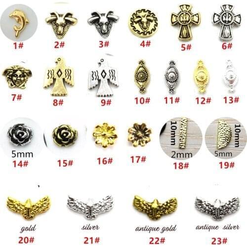50pcs/pack Japan 3D Nail Art Decorations Metal Nail Accessories Kawaii Flower Dolphin Nail Parts DIY Charm Alloy Nail Supplies