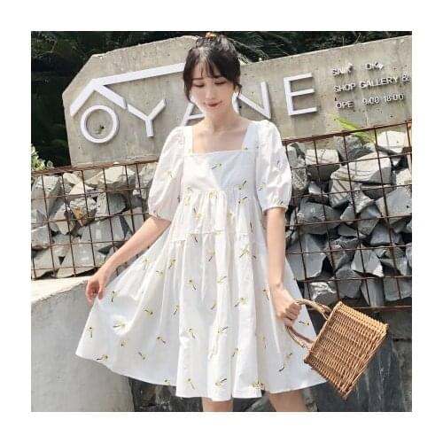 White Short Dress Cotton Summer Dress for Pregnant Women Maternity Summer Clothes for Pregnancy Floral Pregnant Dress