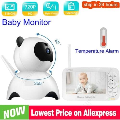 5.0 Inch Baby Monitor with Camera Wireless Video Nanny 720P HD Security Night Vision Temperature Sleep Camera
