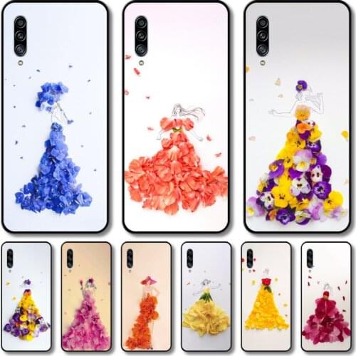 Girl and flowers Phone Case Hull For Samsung Galaxy M 10 20 21 31 30 60S 31S Black Shell Art Cell Cover TPU