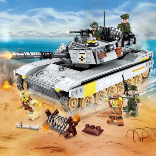 Childrens educational building blocks assembled toys assembled military tank model boy birthday gift educational girl toys