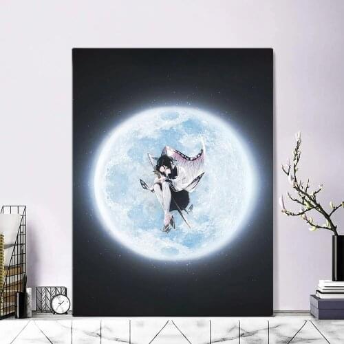 Home Decor Wall Art Canvas Kimetsu No Yaiba Moon Painting Print Posters Modular Shinobu Pictures Cuadros For Bedroom No Frame