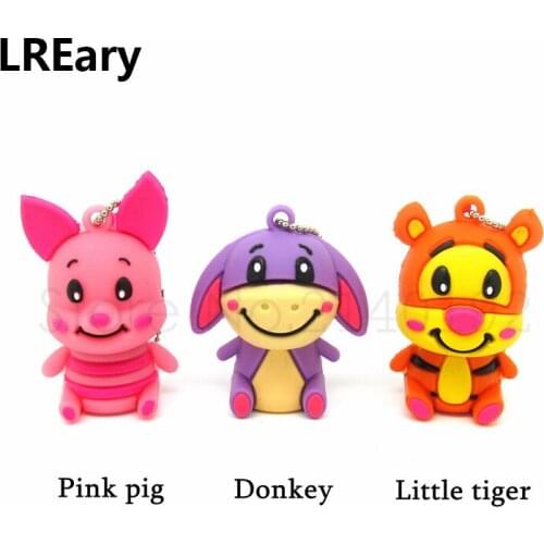 Cartoon cute animal donkey/ tiger/pig usb flash drive pen drive 32g pendrive 16g 8g 4g memory stick u disk