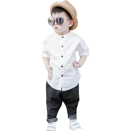 Chinese style cotton linen baby boys white shirt age for 1-6 yrs kid long sleeve tops 2019 spring simple casual childrens shirt