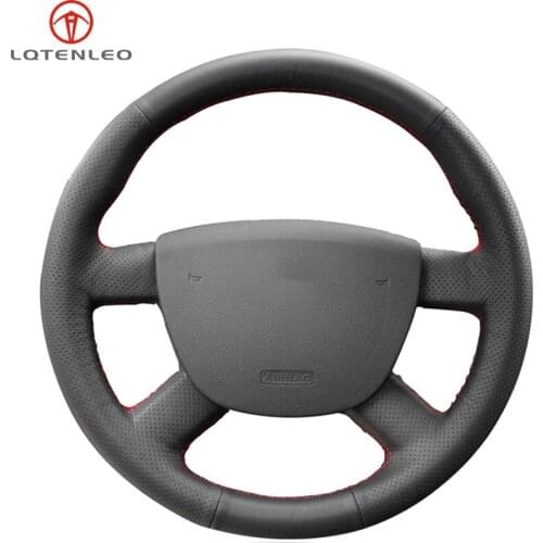 LQTENLEO Black Artificial Leather Car Steering Wheel Cover For Ford Kuga 2008-2011 Focus 2 2005-2011 Focus 3 2012-2014 C-MAX