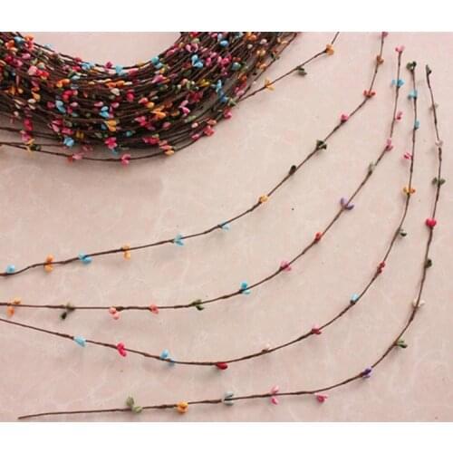 60CM/50PCS High Quality Artificial Rattan Cane,Floral Wire Stem With Coloured MIni Pear Buds,DIY Pip Berry garland,Wedding Decor