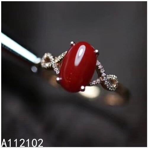 KJJEAXCMY fine jewelry S925 sterling silver inlaid natural red coral girl trendy ring support test Chinese style hot selling