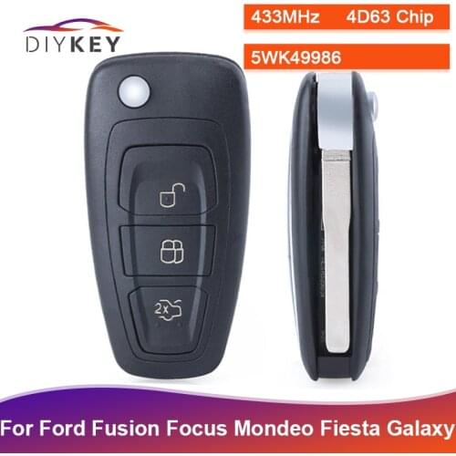 DIYKEY 5WK49986 434MHz 4D63 Chip for Ford C-Max S-Max Focus MK3 Grand Mondeo 2010-2018Replacement Remote Key Fob 3 Button HU101