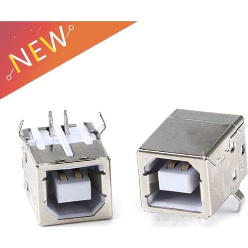 10Pcs Square USB socket usb B Type Female 90 degree PCB welding parent Connector For Printer Data