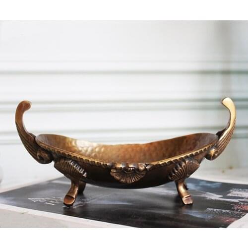 Brass Full Pure Copper Retro Creative Receiving Key Dried Fruit Melon Seed Plate Decorative Ornaments Tray