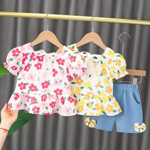 Baby Girls Summer Clothes Casual Print T-Shirt Pants 2pcs Suits for Baby Birthday Girl Clothing Set Infant Outfits Kids Costume