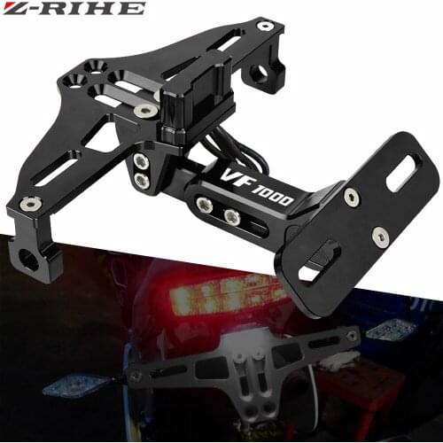 CNC Alumium Motorcycle License Number Plate Frame Holder Bracket With LED For HONDA VF1000 VF 1000 1984 1985 1986 1987 1988