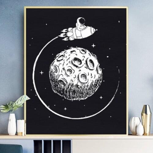 Cartoon Space Astronaut Painting by numbers 50x40cm Universe Planet Exploration Poster Home Decor Painting Wall Art Pictures