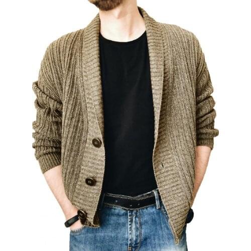 Male Simple Men Lapel V Neck Winter Sweater Cardigan 6 Colors Casual Cardigan Knitted for Work