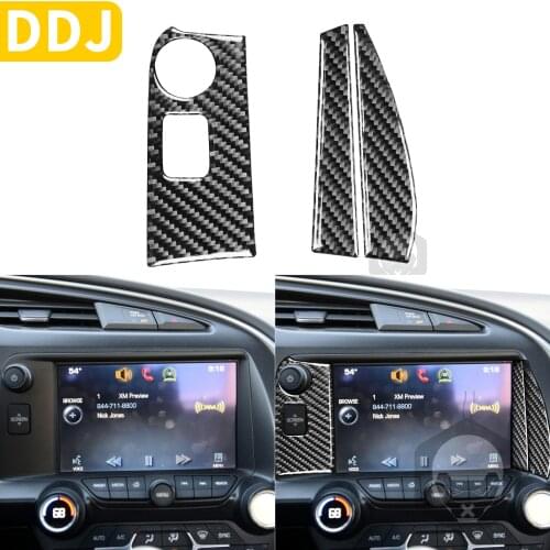 Carbon Fiber Navigation Button Trim Sticker Interior For Chevrolet Corvette C7 2014 2015 2016 2017 2018 2019 Car Accessories
