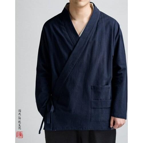 New Japanese Kimono Traditional Yukata Kimono Cardigan Men Asian Clothes Japan Kimonos Male Fashion Casual Cardigan Shirt SL3896