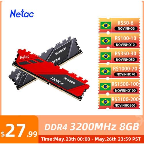 Netac DDR4 Ram Memory RGB 3200Mhz 8GB 16GB 2666Mhz 3600Mhz XMP 2.0 8GBx2 Dual Channel DDR4 Heat Sink for Motherboards Intel AMD