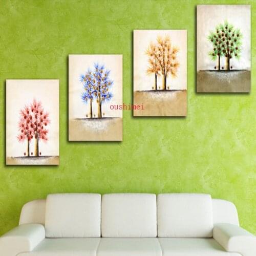Wholesale Handmade 3 Piece Landsacpe Oil Painting On Canvas Wall Stickers Painting Pictures For Bedroom Office Tree Wall Art