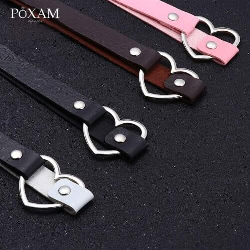 2019 New Fashion Gothic Leather Collar Heart Chokers Necklaces For Women Black Clavicle Necklace Female Wedding Party Jewelry