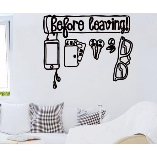 Before Leaving Don'T Forget Keys Sun Glasses Wall Decals Home Decor Door Window Art New Design Wall Sticker Removable Wallpaper