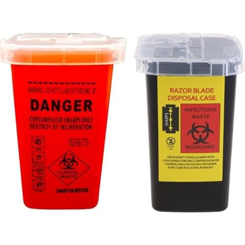 1L Plastic Tattoo Supplies Container Waste Box Buckets Collection Barrels for Disposable Tattoo Needle Tips Accessories