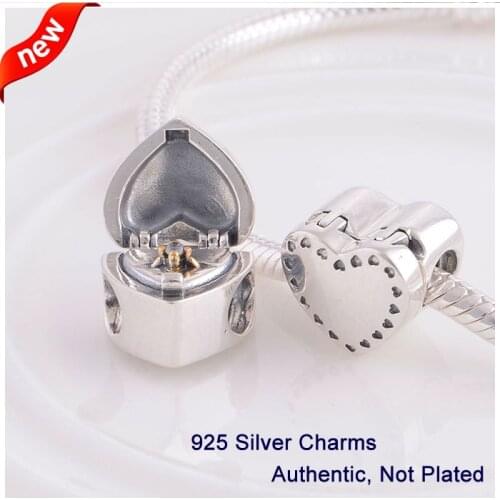 Fits for Pandora Charms Bracelets Heart Box Beads 100% 925 Sterling Silver Jewelry DIY Making Wholesale Free Shipping LW347