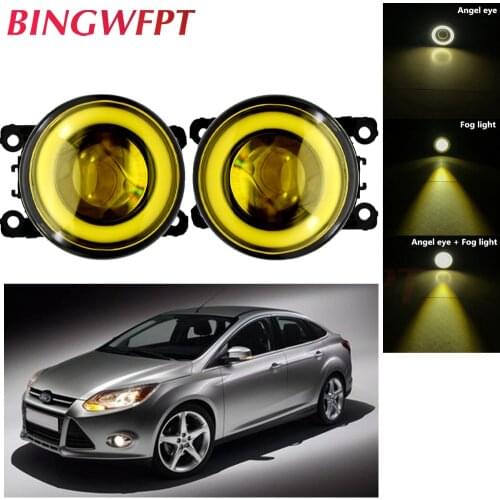 2Pcs/Set Fog Lamp Assembly H11 Line 12V LED Lamp Fog Light For Focus MK2/3 Fusion Fiesta MK7 With Angel Eye