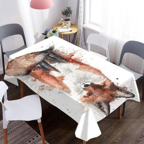 Cartoon Fox Pattern Waterproof Oxford Fabric Table Cloth Home Kitchen Hotel Picnic Dining Table Desk Decorative Tablecloth